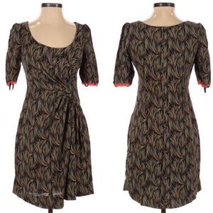 Anthropologie Moulinette Soeurs Silk Feather Dress in black‎ size 2